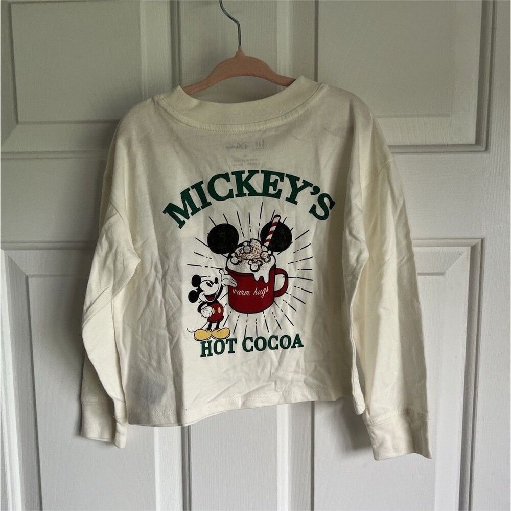 New With Tags GAP Kids Disney Mickey Mouse Hot Cocoa Vintage Long Sleeve T-Shirt
